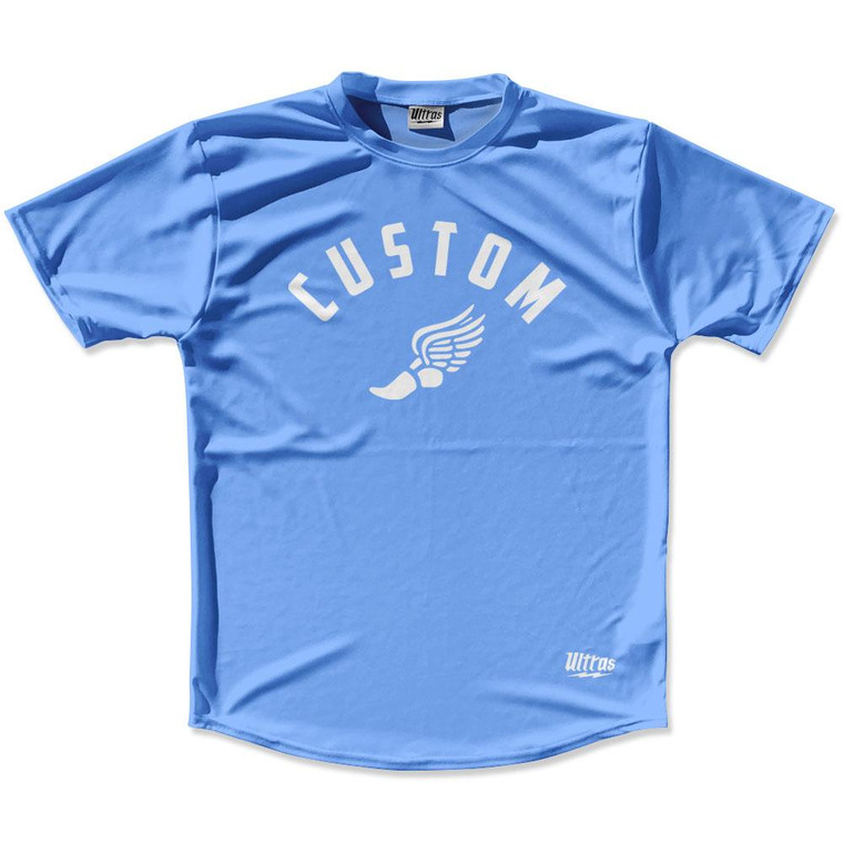 Carolina Blue & White Custom Track Wings Running Shirt Made in USA - Carolina Blue & White