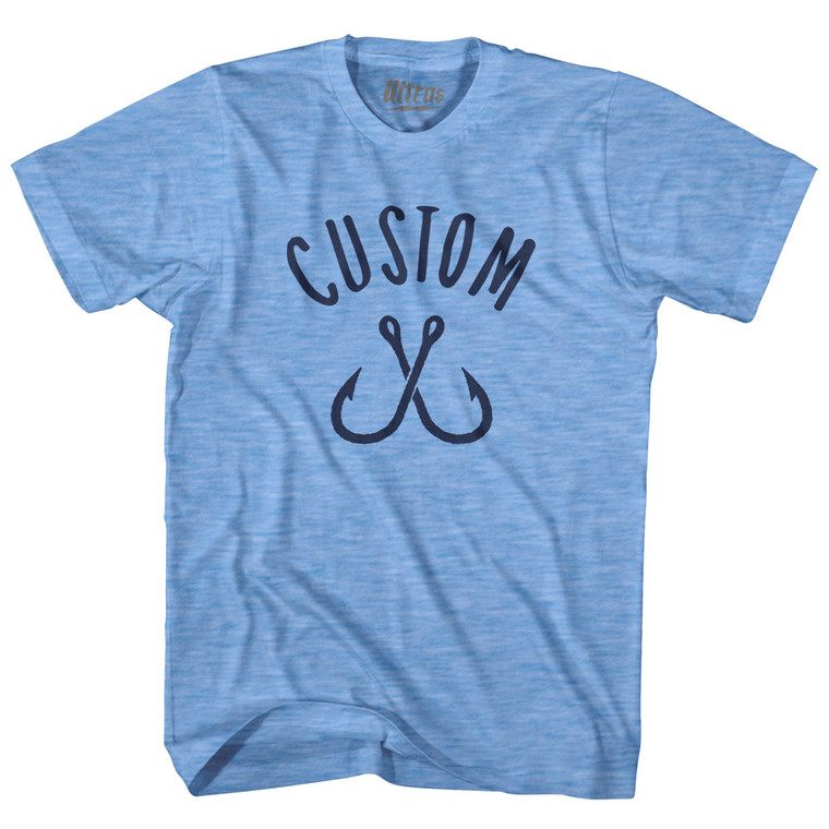 Custom Fishing Hooks Adult Tri-Blend T-shirt-Athletic Blue
