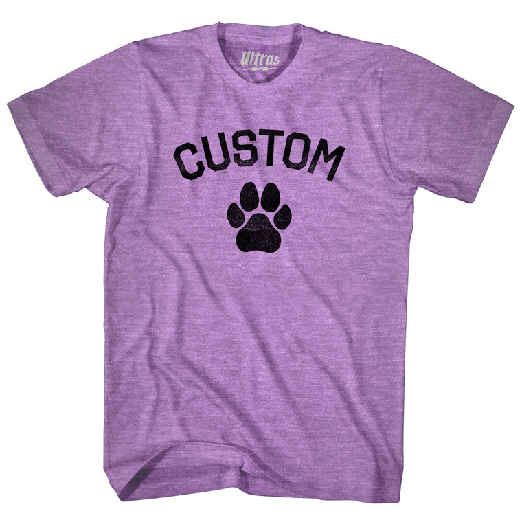 Custom Dog Paw Adult Tri-Blend T-shirt-Athletic Purple