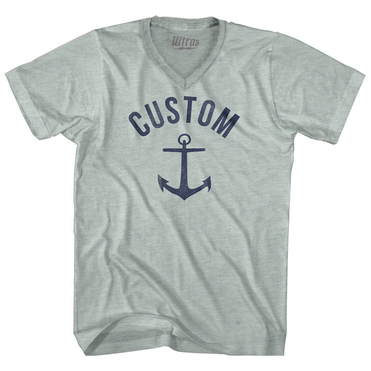 Custom Anchor Adult Tri-Blend V-neck T-shirt-Athletic Cool Grey