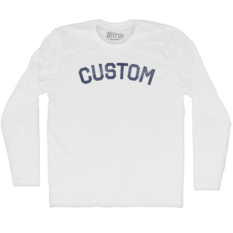 Custom Text Adult Cotton Long Sleeve T-shirt - White