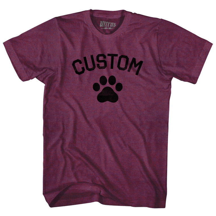 Custom Cat Paw Adult Tri-Blend T-shirt - Athletic Cranberry