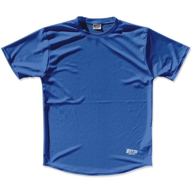 Blue Custom Solid Color Running Shirt Made in USA - Blue