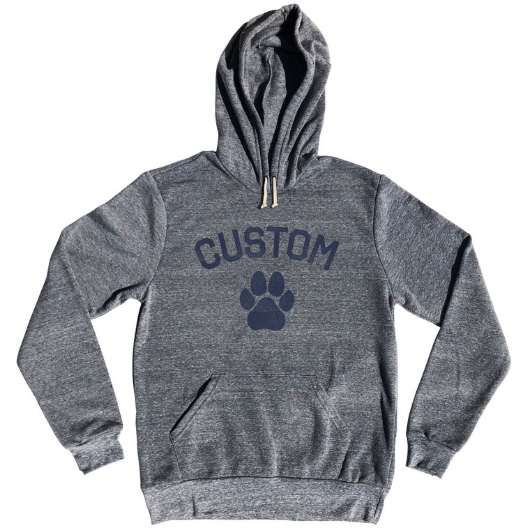 Custom Dog Paw Tri-Blend Hoodie - Athletic Grey