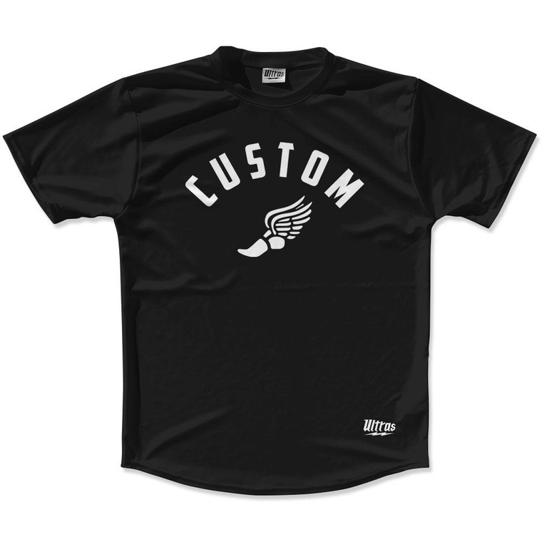 Black & White Custom Track Wings Running Shirt Made in USA-Black & White