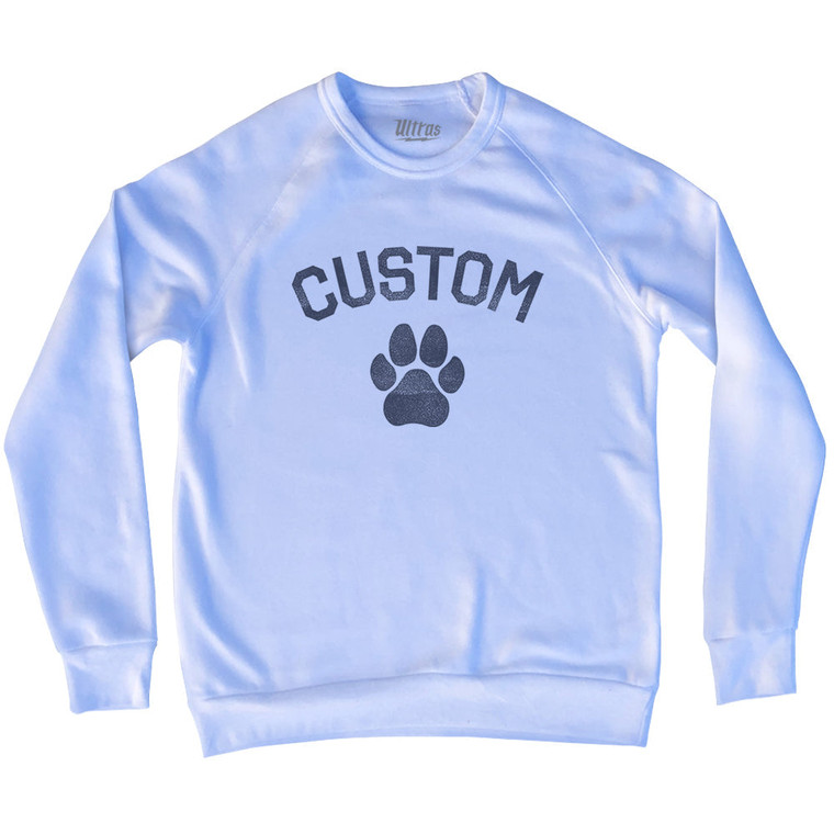 Custom Dog Paw Adult Tri-Blend Sweatshirt - White