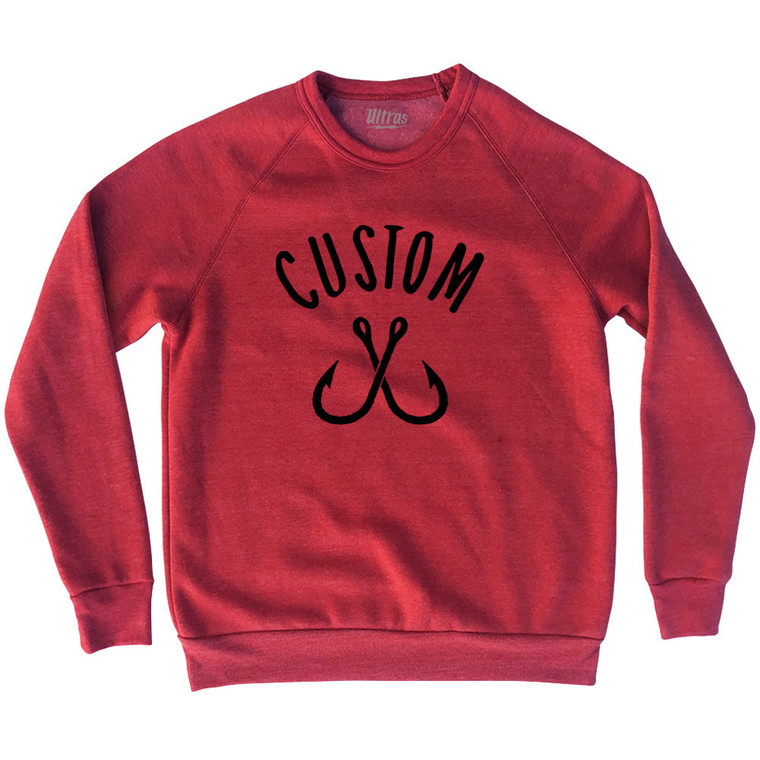 Custom Fishing Hooks Adult Tri-Blend Sweatshirt - Red Heather