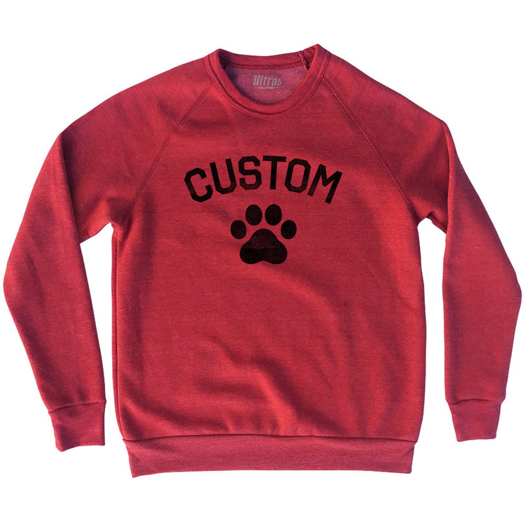 Custom Cat Paw Adult Tri-Blend Sweatshirt - Red Heather