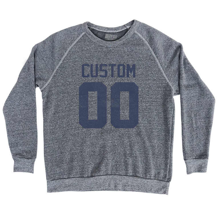 Custom Name And Number Adult Tri-Blend Sweatshirt - Athletic Grey