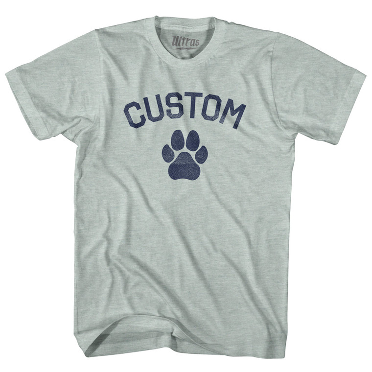 Custom Dog Paw Adult Tri-Blend T-shirt-Athletic Cool Grey