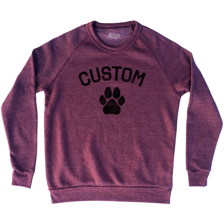 Custom Dog Paw Adult Tri-Blend Sweatshirt - Cardinal