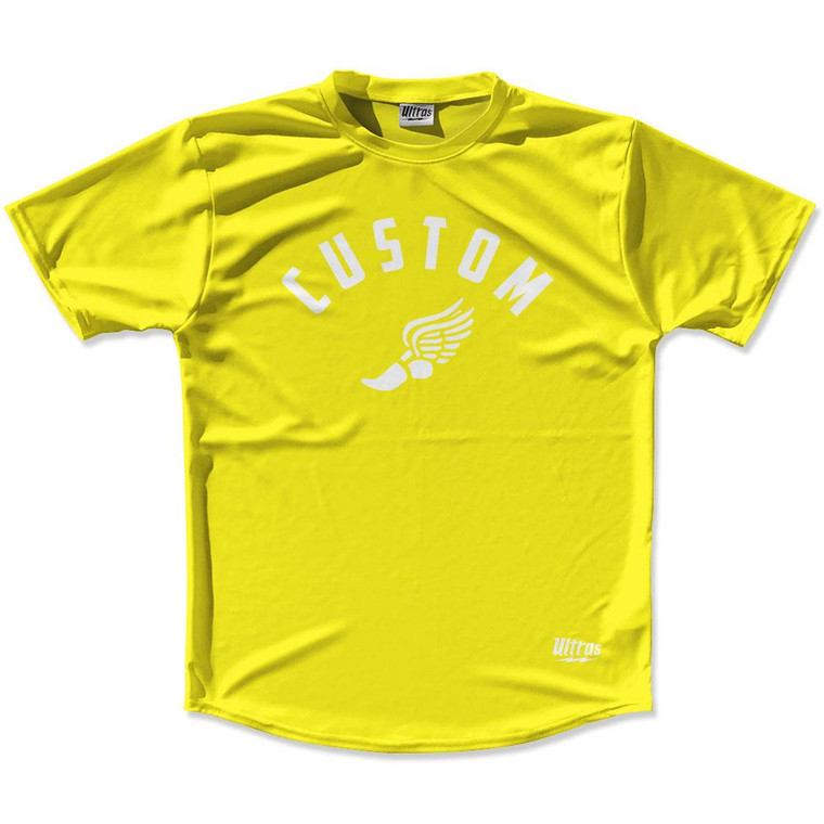 Canary Yellow & White Custom Track Wings Running Shirt Made in USA - Canary Yellow & White