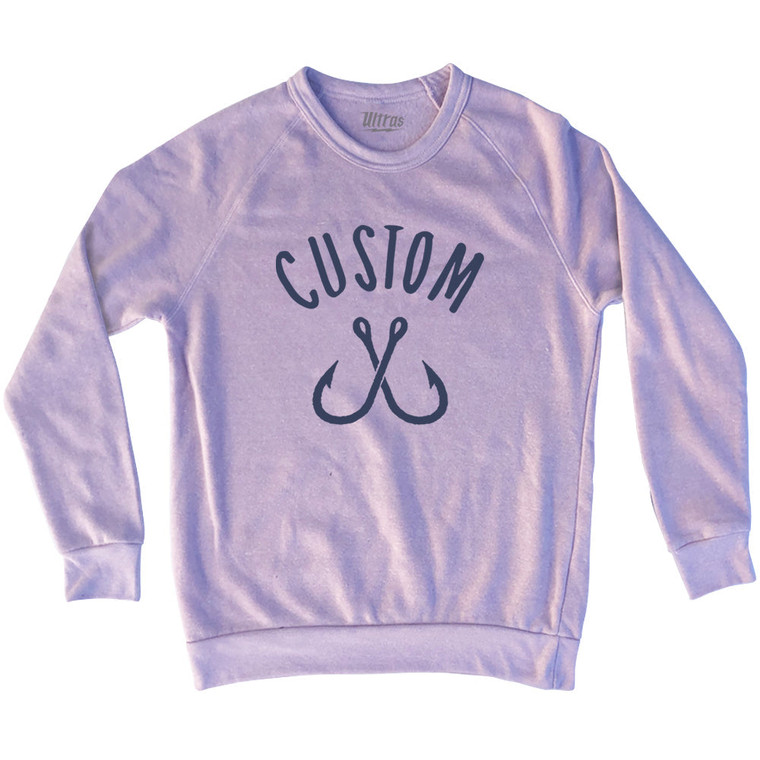 Custom Fishing Hooks Adult Tri-Blend Sweatshirt-Pink