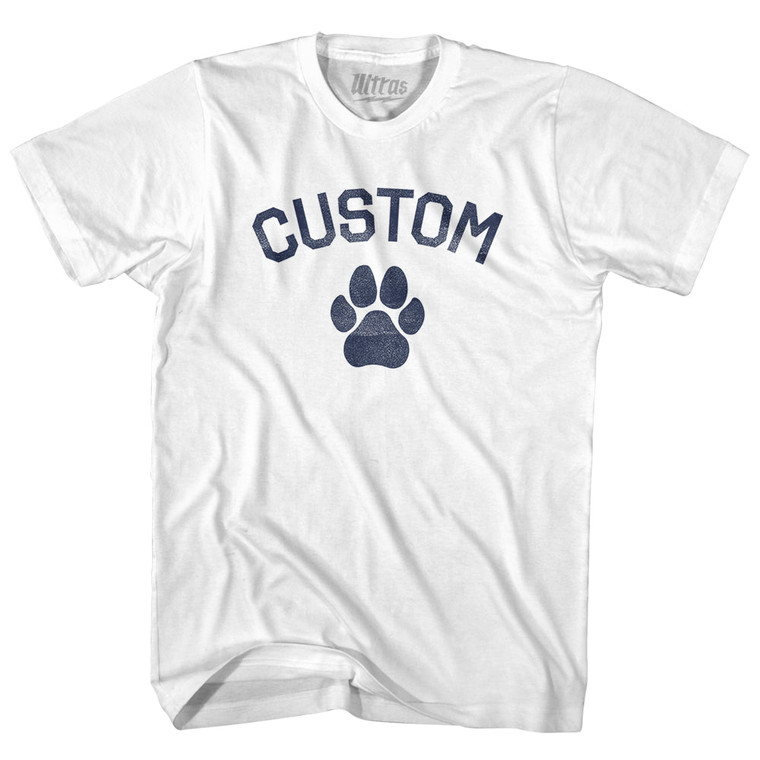 Custom Dog Paw Adult Cotton T-shirt - White