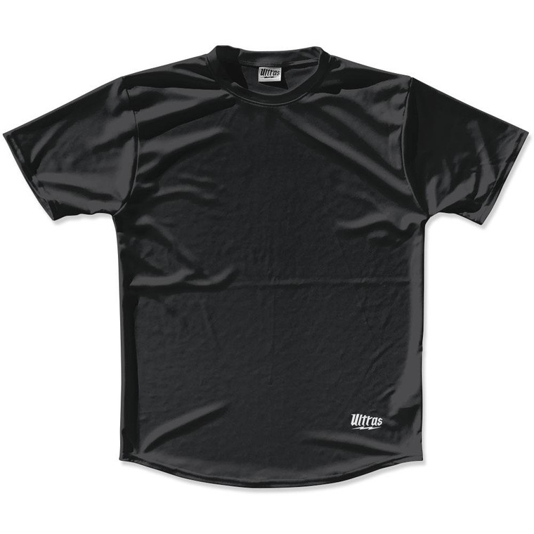 Grey Black Custom Solid Color Running Shirt Made in USA - Grey Black