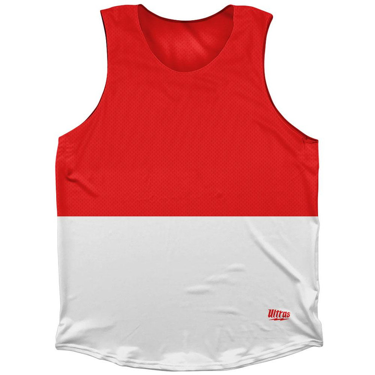 Indonesia Country Flag Athletic Tank Top Made in USA - White Red