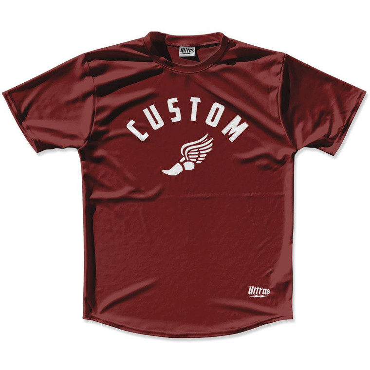 Maroon Red & White Custom Track Wings Running Shirt Made in USA - Maroon Red & White