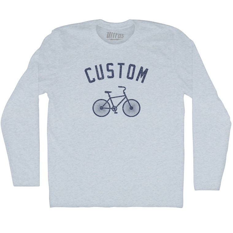 Custom Bike Adult Tri-Blend Long Sleeve T-shirt-Athletic White