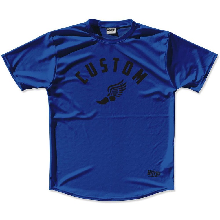 Royal Blue & Black Custom Track Wings Running Shirt Made in USA - Royal Blue & Black