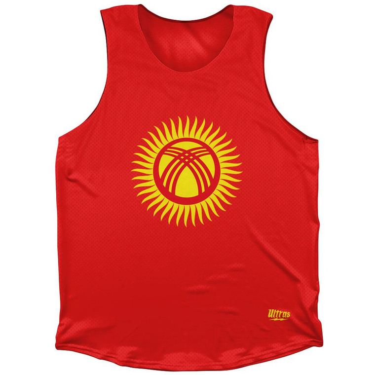 Kyrgyzstan Country Flag Athletic Tank Top Made in USA - Red