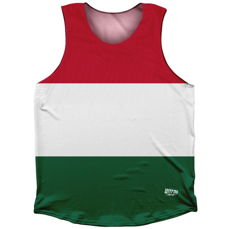 Hungary Country Flag Athletic Tank Top Made in USA - White Green