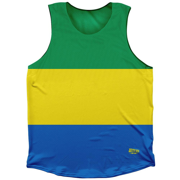 Gabon Country Flag Athletic Tank Top Made in USA - Green Yellow