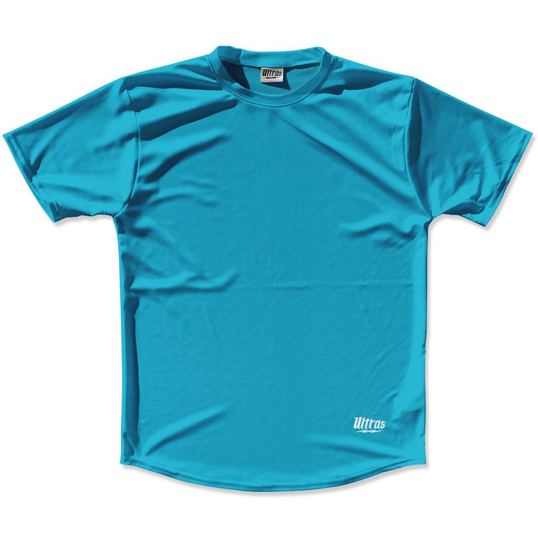 Aqua Blue Custom Solid Color Running Shirt Made in USA - Aqua Blue