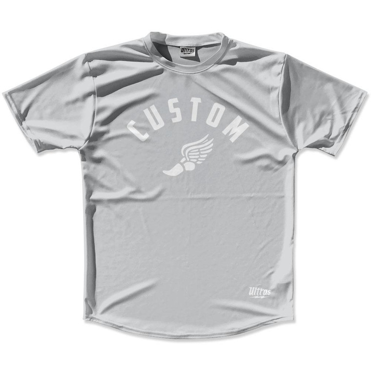 Medium Grey & White Custom Track Wings Running Shirt Made in USA - Medium Grey & White