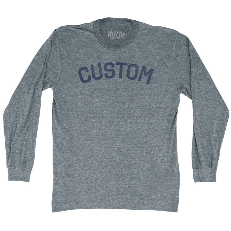 Custom Text Adult Tri-Blend Long Sleeve T-shirt - Athletic Grey