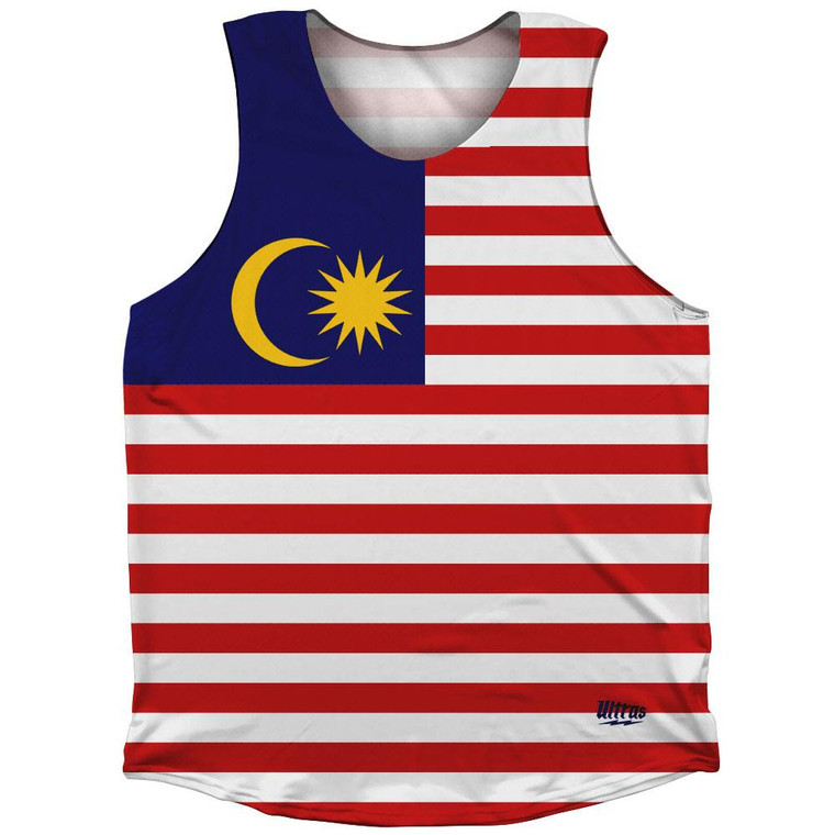 Malaysia Country Flag Athletic Tank Top Made in USA - White Red