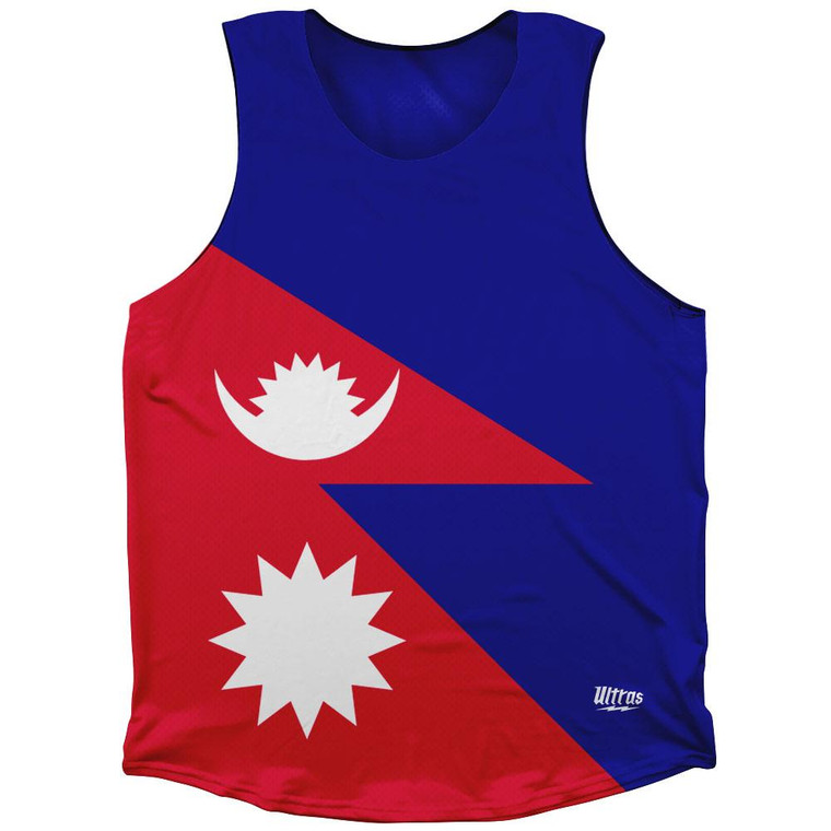 Nepal Country Flag Athletic Tank Top Made in USA - Blue Red