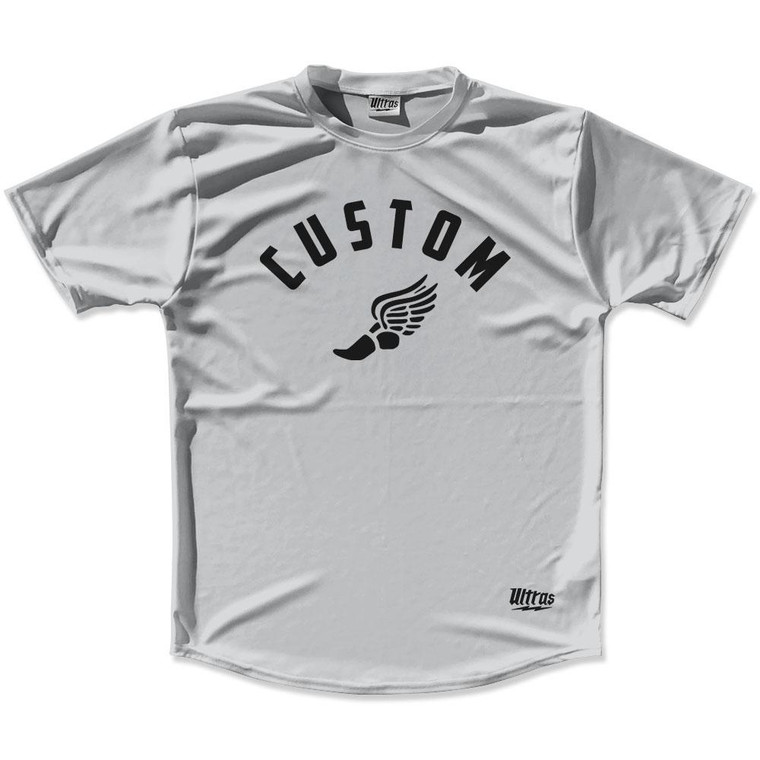 Medium Grey & Black Custom Track Wings Running Shirt Made in USA - Medium Grey & Black