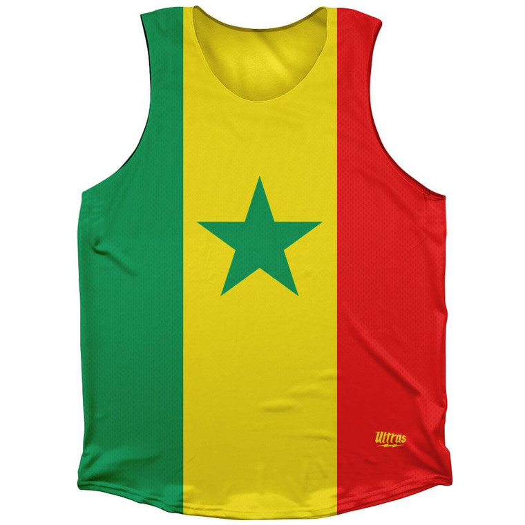 Senegal Country Flag Athletic Tank Top Made in USA - Green Yellow