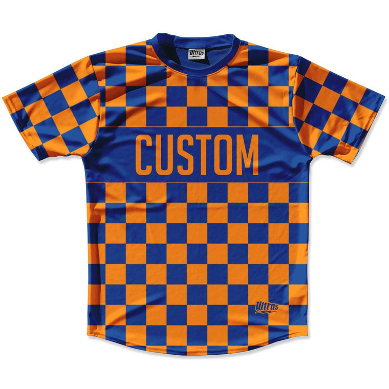 Royal Blue & Tennessee Orange Custom Checkerboard Running Shirt Made in USA-Royal Blue & Tennessee Orange