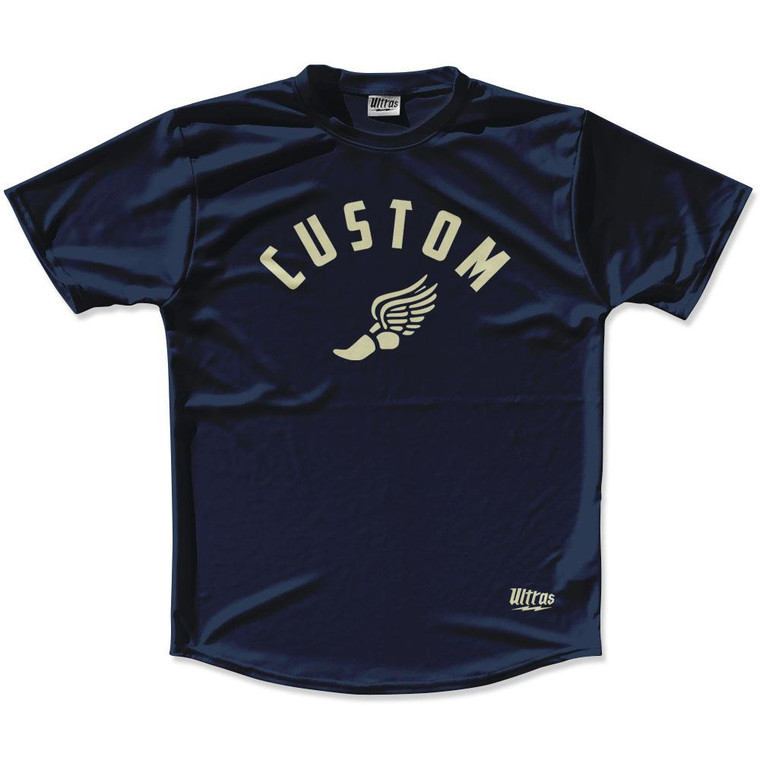 Navy Blue & Vegas Gold Custom Track Wings Running Shirt Made in USA-Navy Blue & Vegas Gold