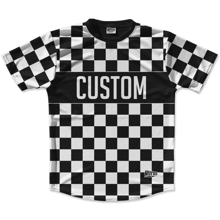 Black & Light Grey Custom Checkerboard Running Shirt Made in USA-Black & Light Grey