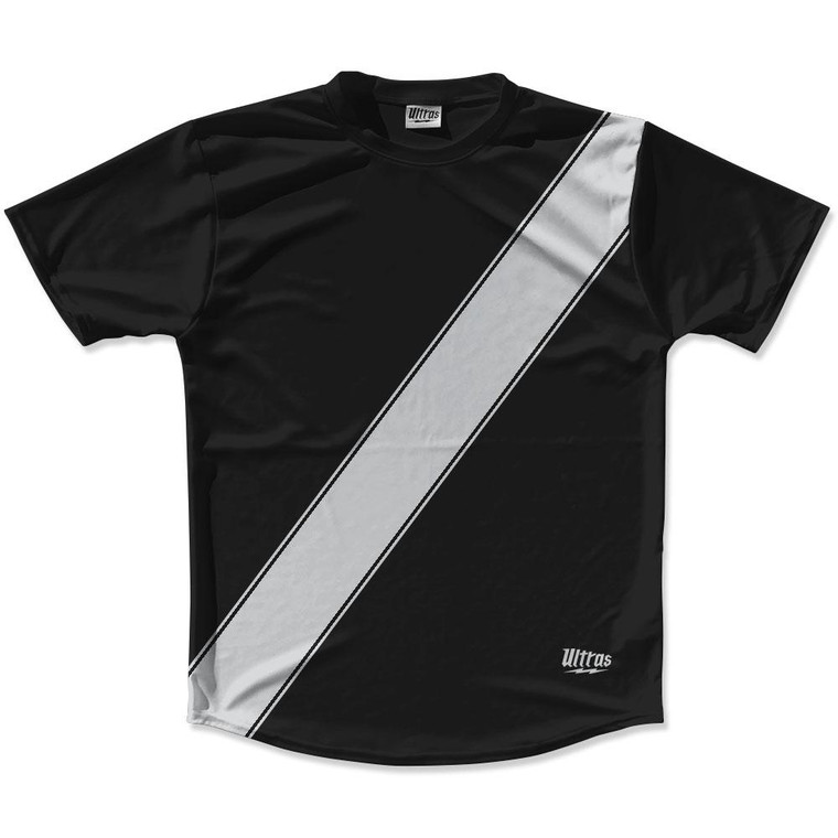 Black & Medium Grey Sash Running Shirt Made in USA - Black & Medium Grey