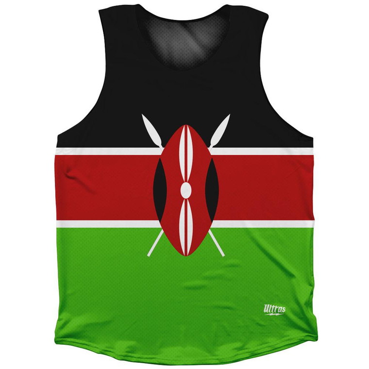 Kenya Country Flag Athletic Tank Top Made in USA - Black Green