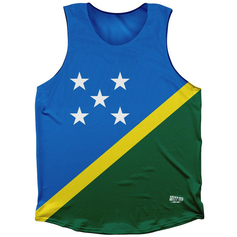 Solomon Islands Country Flag Athletic Tank Top Made in USA - Green Blue