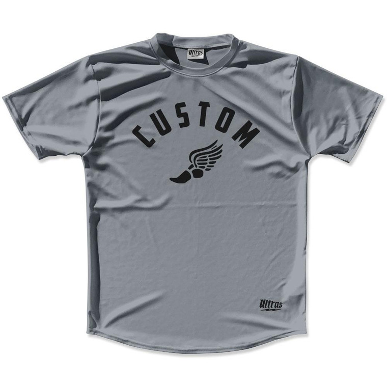 Dark Grey & Black Custom Track Wings Running Shirt Made in USA - Dark Grey & Black