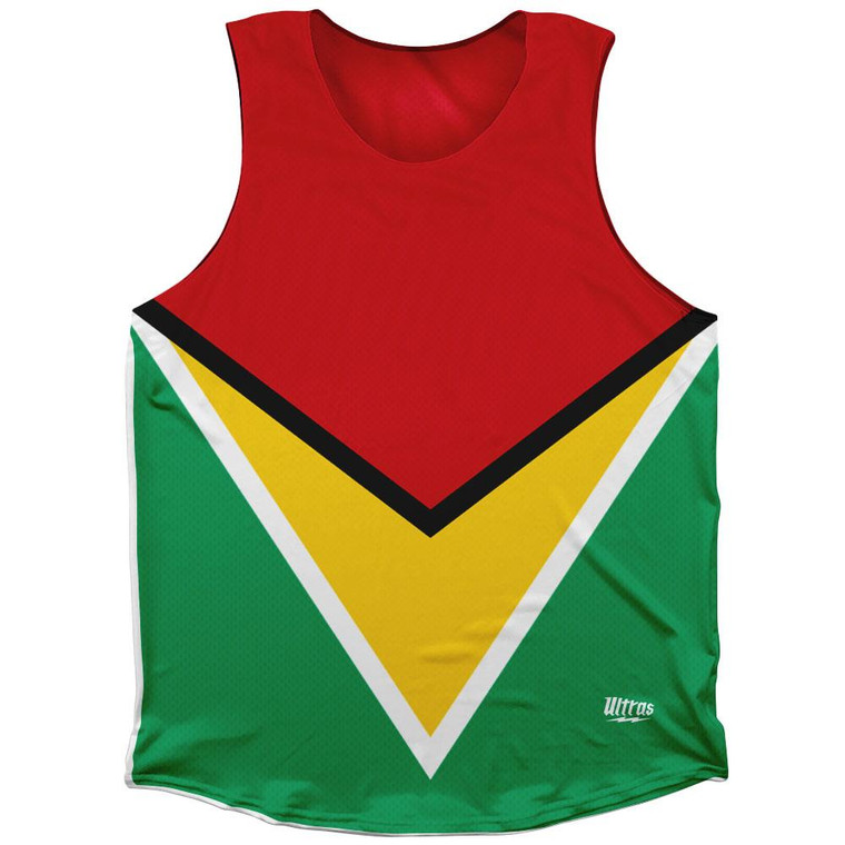 Guyana Country Flag Athletic Tank Top Made in USA - Red Green