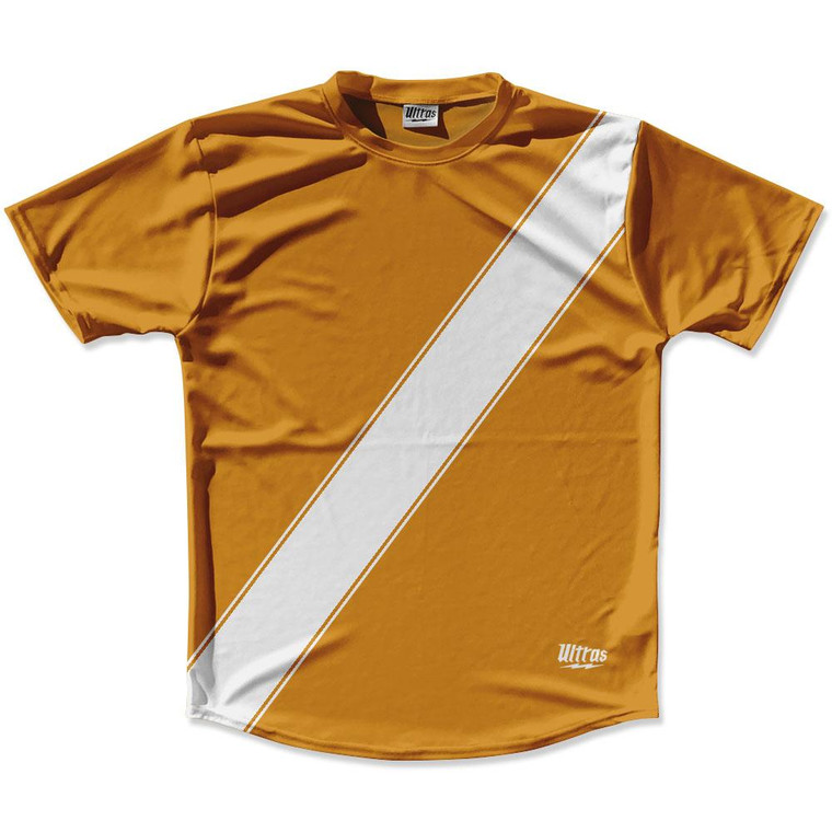 Burnt Orange & White Sash Running Shirt Made in USA-Burnt Orange & White