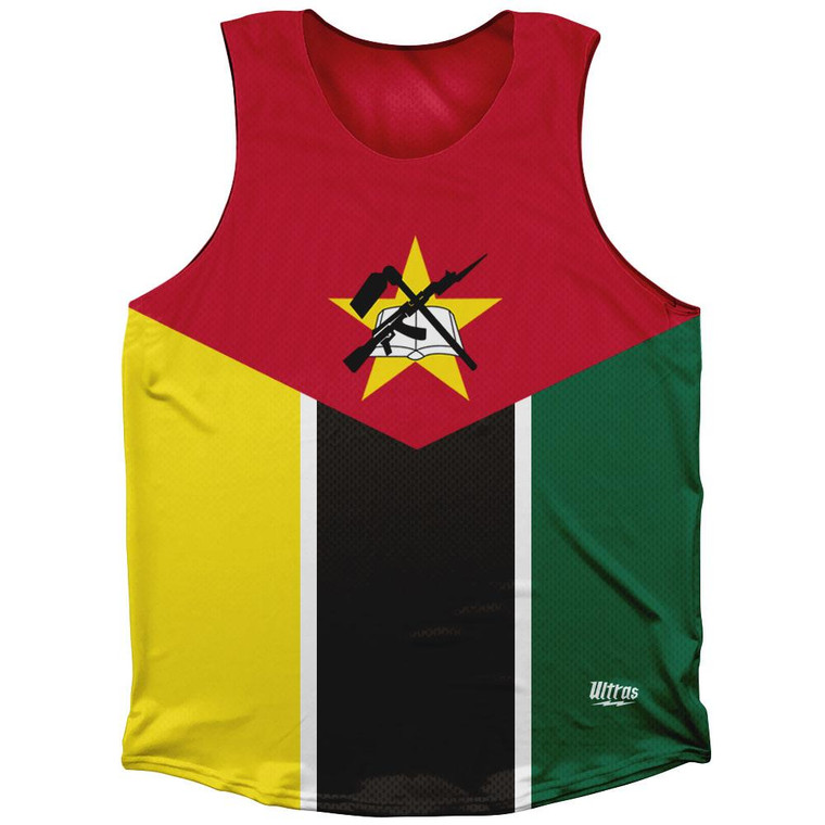 Mozambique Country Flag Athletic Tank Top Made in USA-Red Yellow