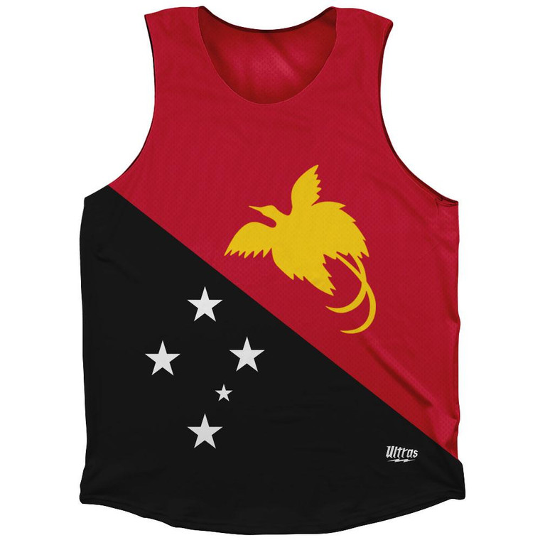 Papua New Guinea Country Flag Athletic Tank Top Made in USA-Red Black