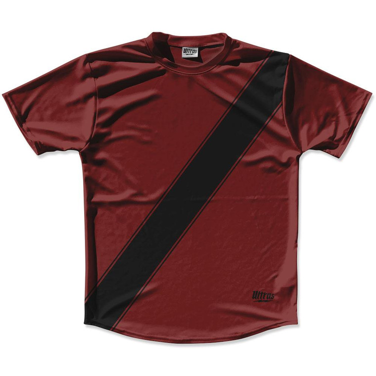 Maroon Red & Black Sash Running Shirt Made in USA-Maroon Red & Black