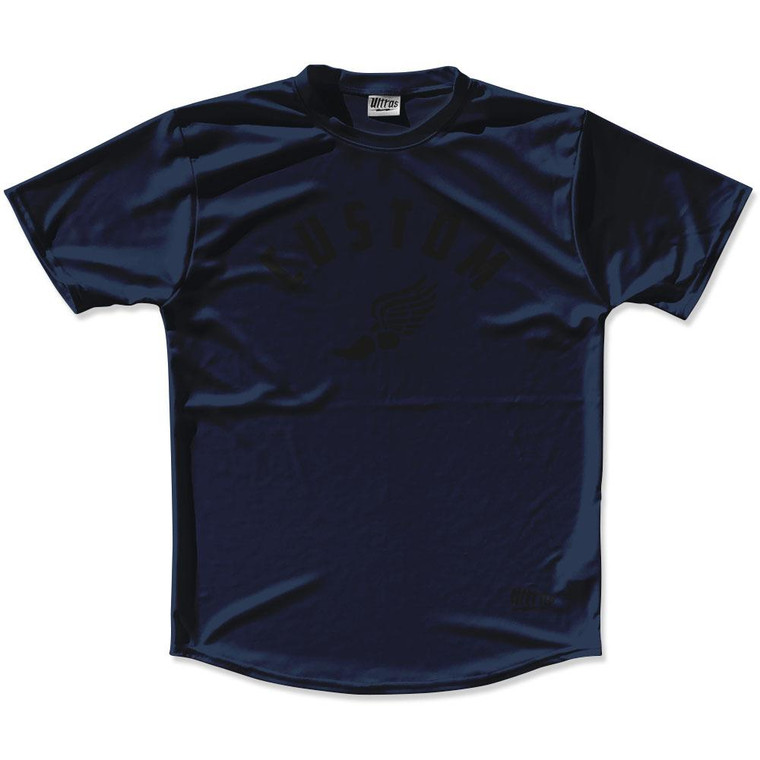 Navy Blue & Black Custom Track Wings Running Shirt Made in USA - Navy Blue & Black