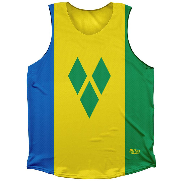 Saint Vincent And The Grenadines Country Flag Athletic Tank Top Made in USA - Yellow Green