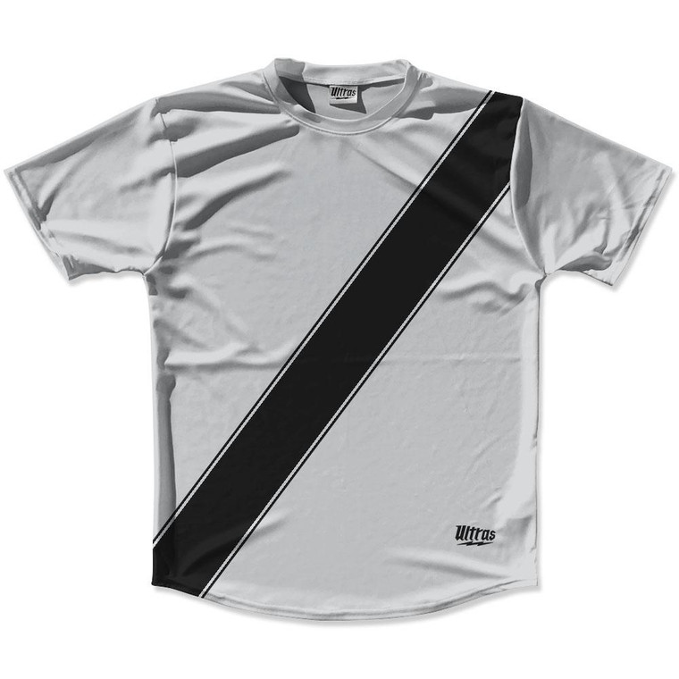 Medium Grey & Black Sash Running  Shirt Made in USA - Medium Grey & Black