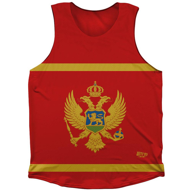Montenegro Country Flag Athletic Tank Top Made in USA - Red Yellow