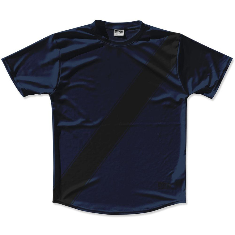 Navy Blue & Black Sash Running Shirt Made in USA-Navy Blue & Black